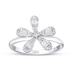 0.23 ct. Diamant Baguette Blumen Ring
