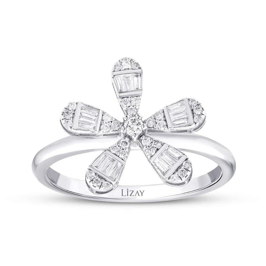 0.23 ct. Diamant Baguette Blumen Ring