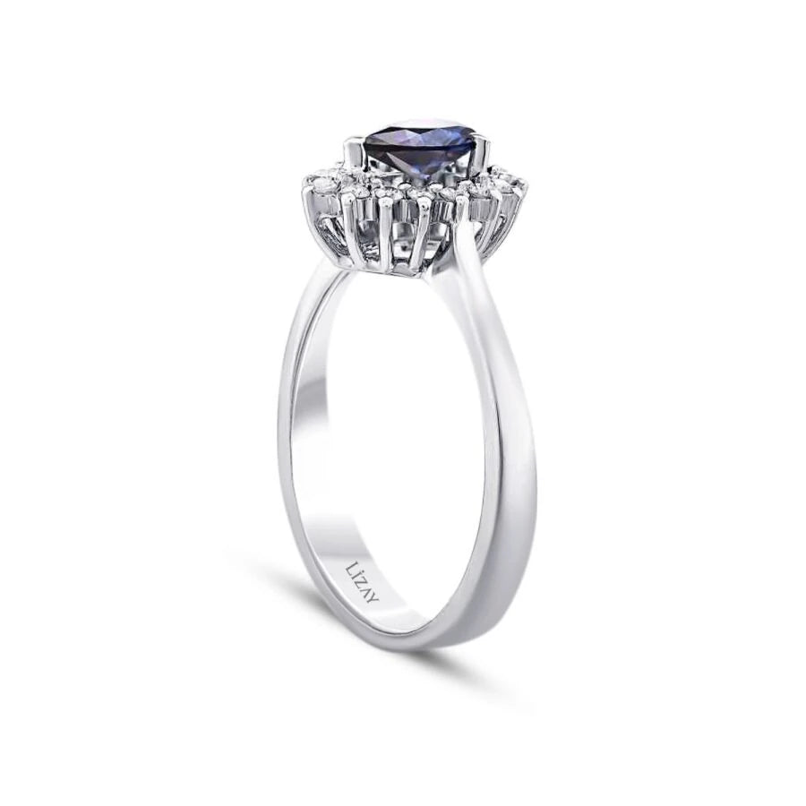 0.64 ct. Diamant Tropfen Saphir Ring