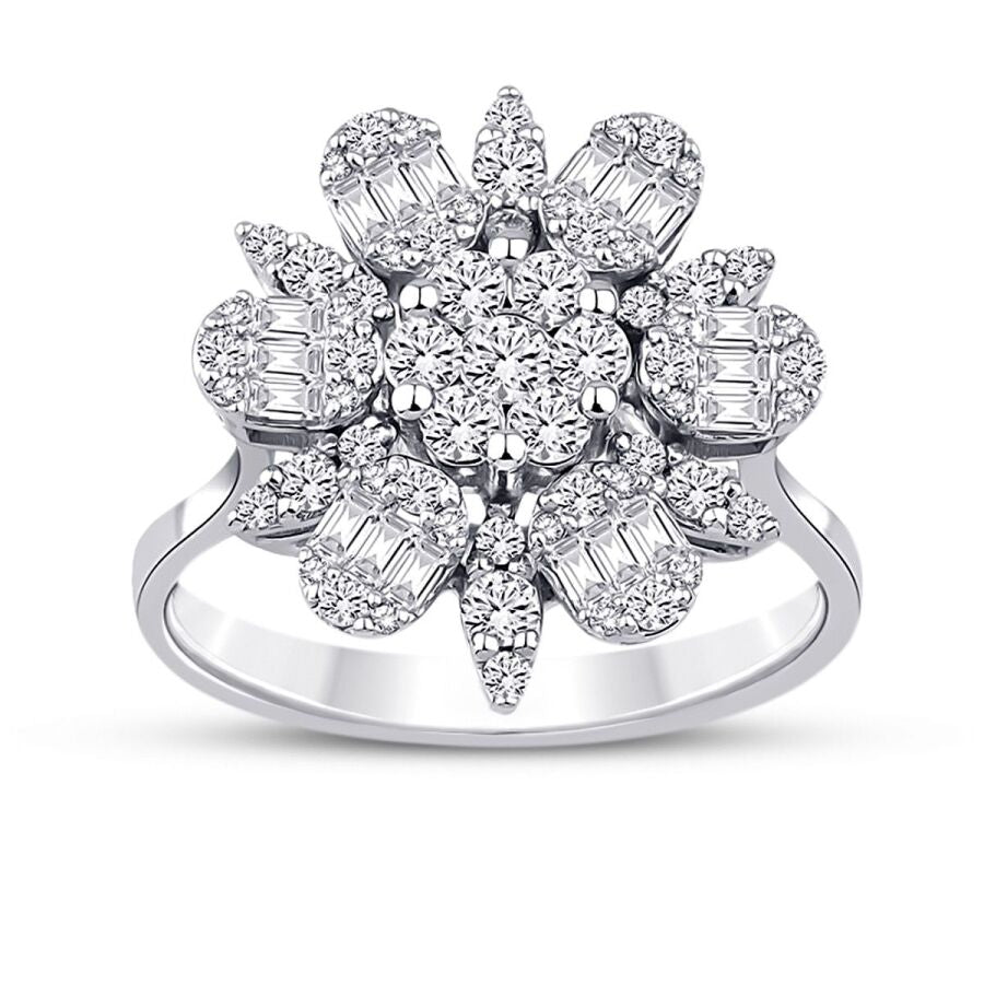 0.80 ct. Diamant Blumen Baguette Ring