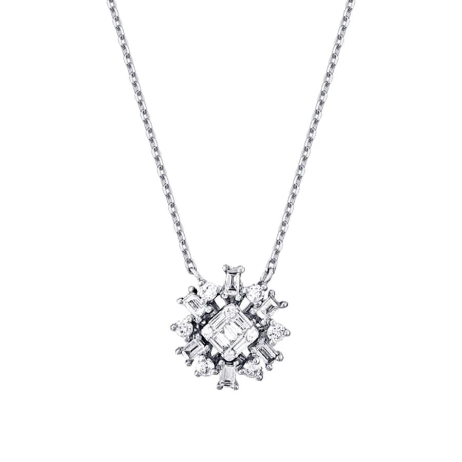 0.37 ct. Diamant Baguette Blumen Halskette