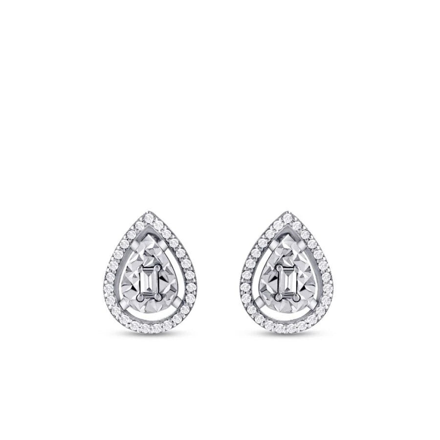 0.21 ct. Diamant Baguette Tropfen Ohrringe