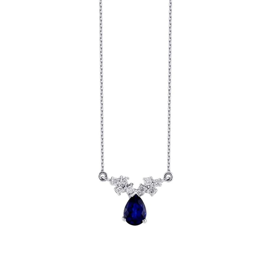 1.02 ct. Diamant Tropfen Saphir Halskette