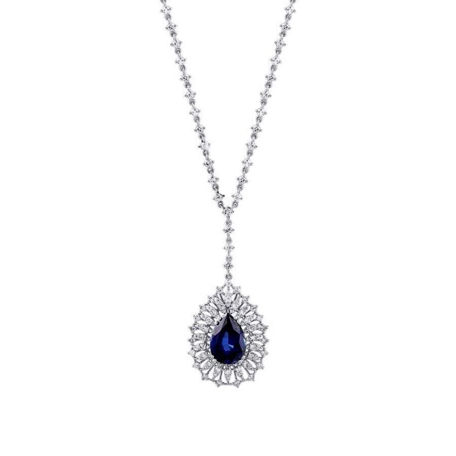 5.24 ct. Diamant Tropfen Saphir Halskette