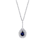 5.24 ct. Diamant Tropfen Saphir Halskette