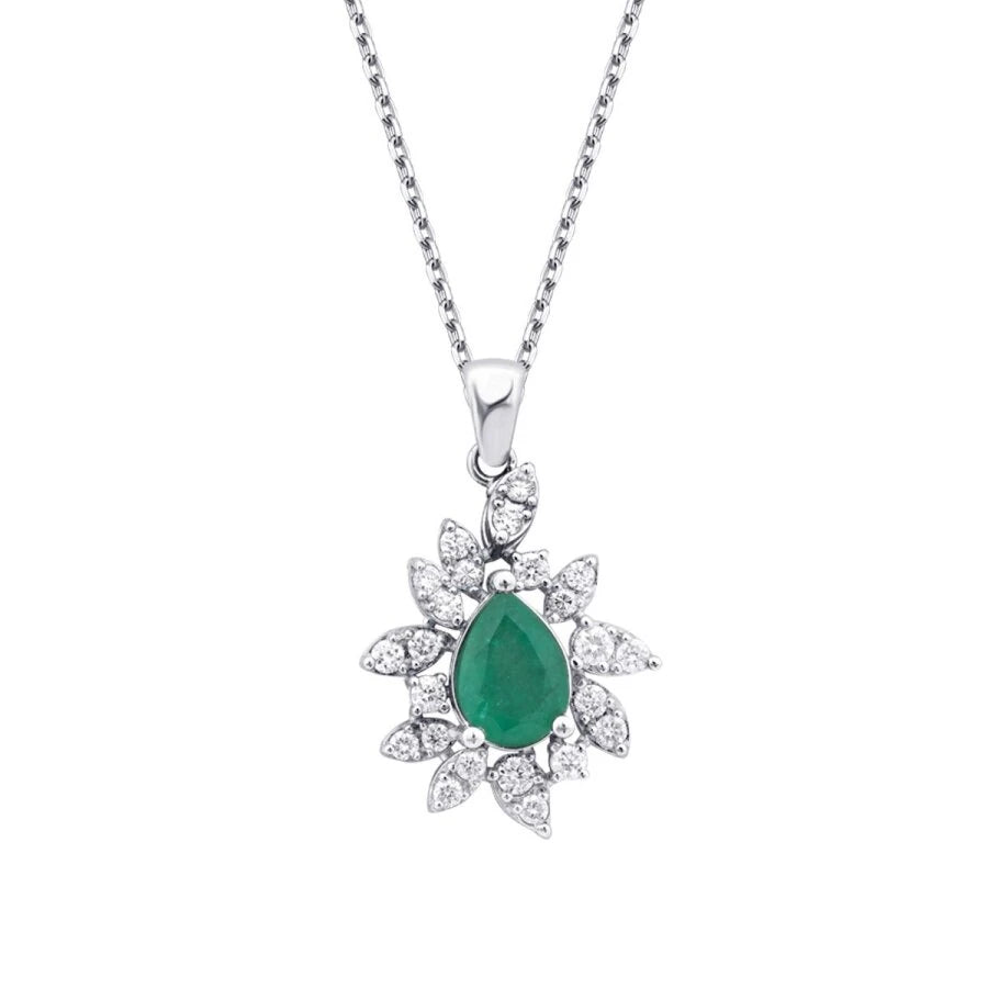 0.84 ct. Diamant Smaragd Halskette