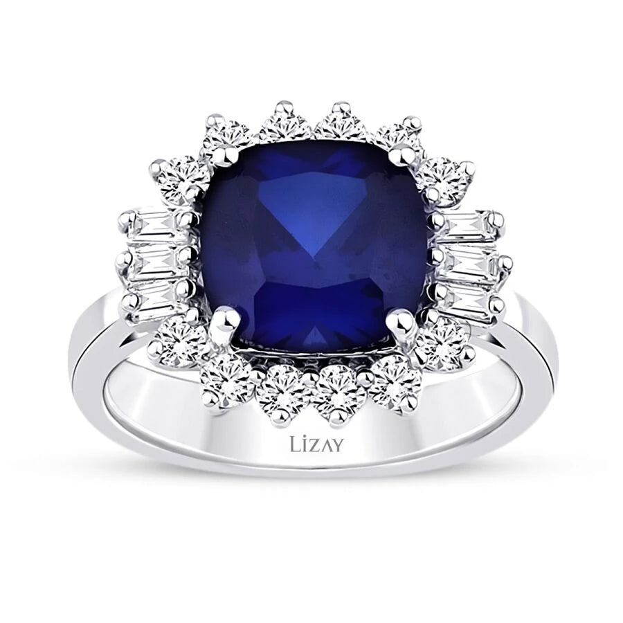 4.16 ct. Diamant  Baguette Saphir Ring