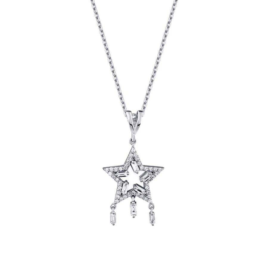 0.38 ct. Diamant Baguette Stern Halskette