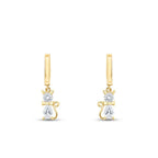 Gold Ohrringe mit Katzenmotiv und Stein