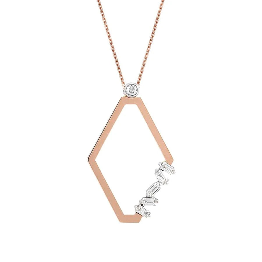 0.15 ct. Diamant Rautenförmige Baguette Halskette