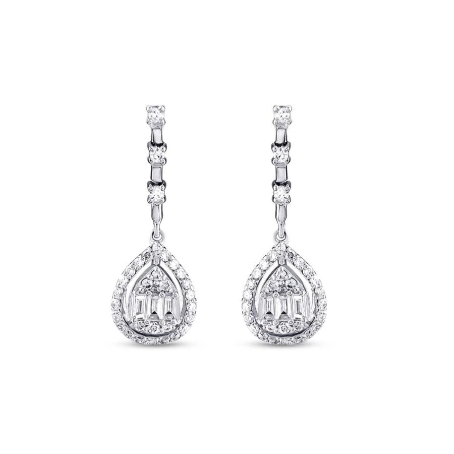 0.37 ct. Diamant Baguette Tropfen Ohrringe