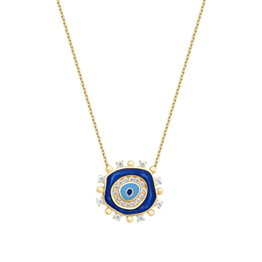 Gold Halskette mit blauem Auge Stein