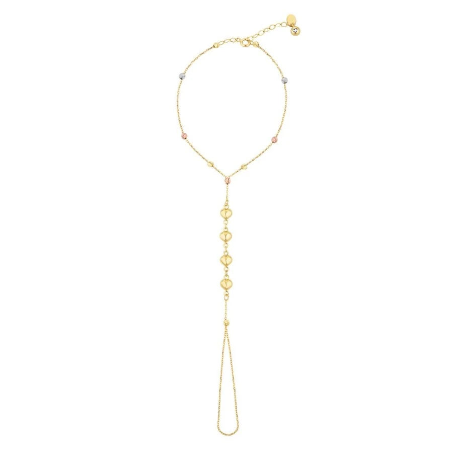 Gold Shamballa Armband mit Herz und Kugeln