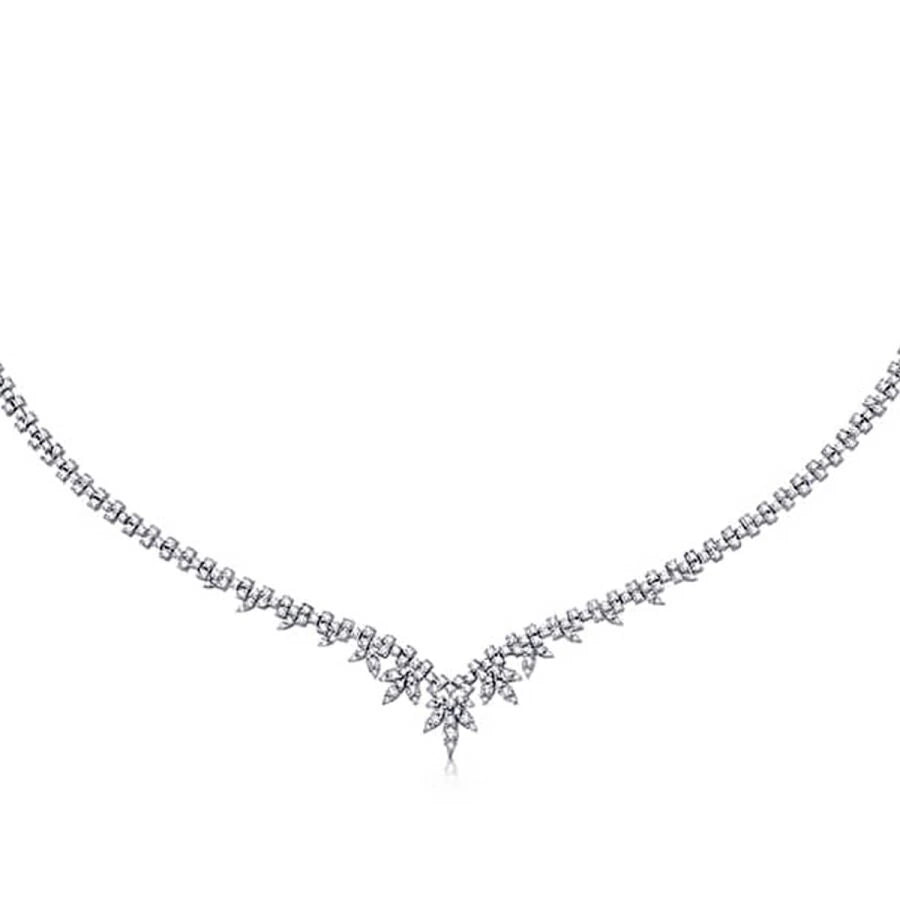 Gold Tennis Halskette mit Blumenmotiv