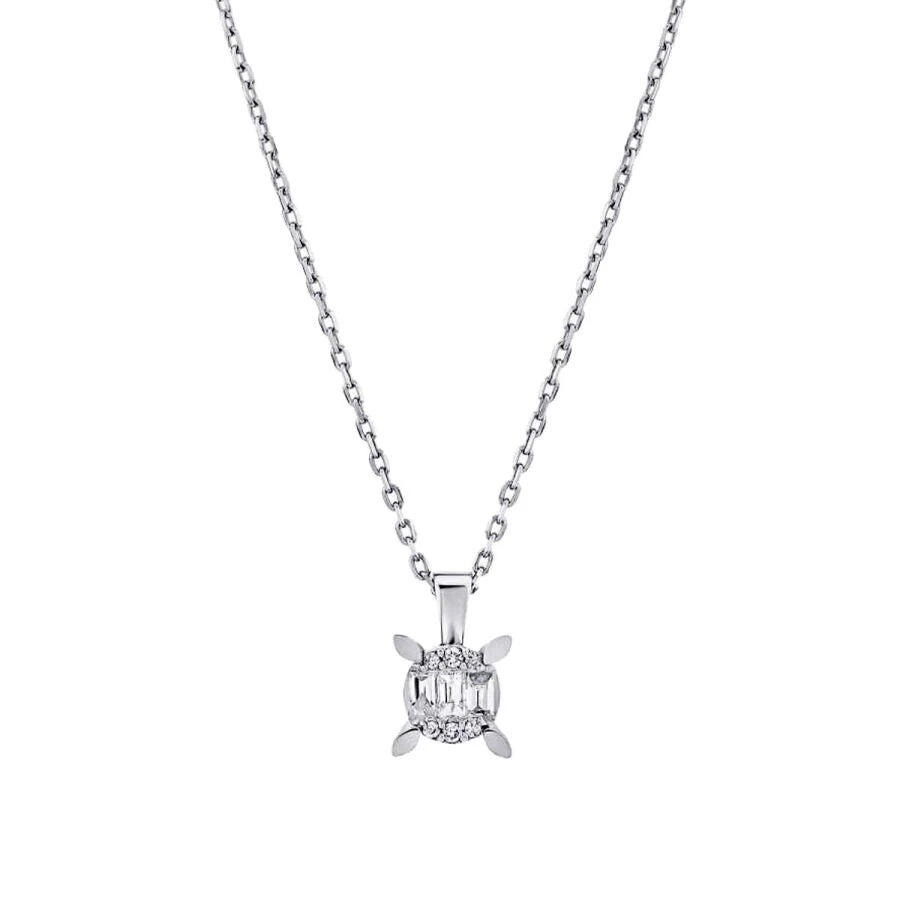 0.08 ct. Diamant Baguette Solitär Halskette