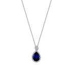 0.73 ct. Diamant Tropfen Saphir Halskette