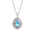 0.59 ct. Diamant Blauer Topas Halskette