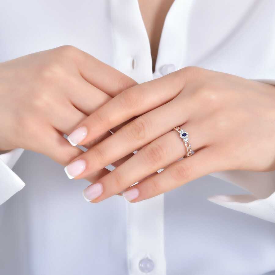 0.28 ct. Diamant Baguette Saphir Ring