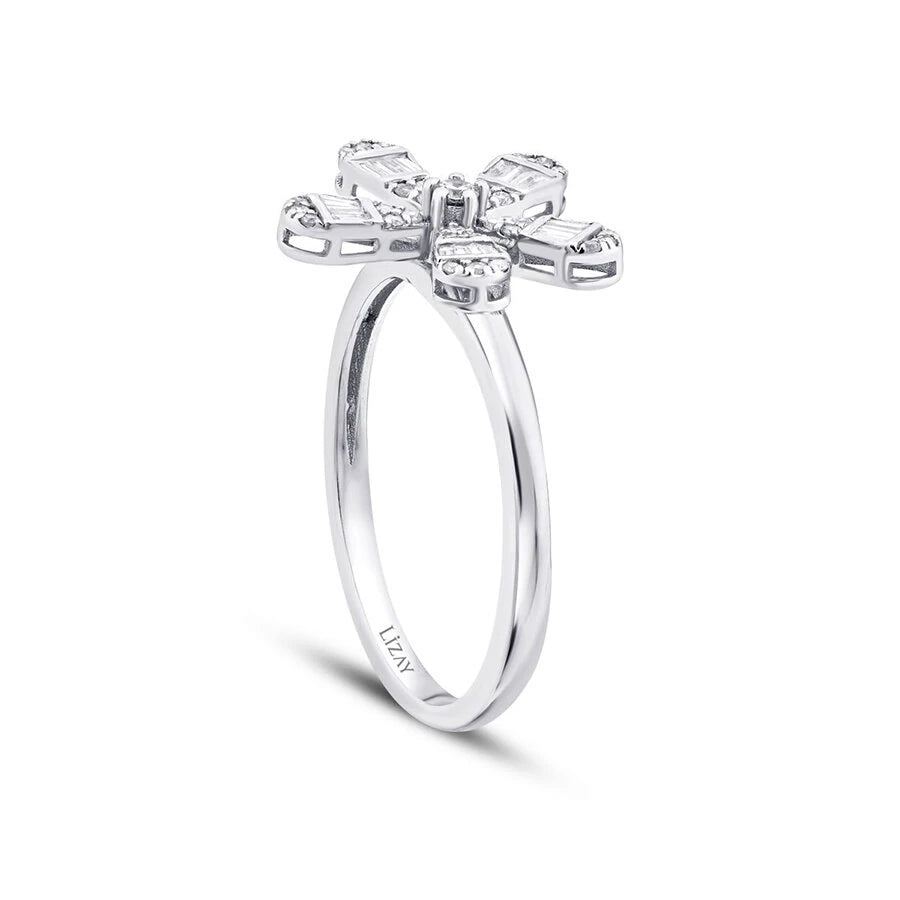 0.23 ct. Diamant Baguette Blumen Ring