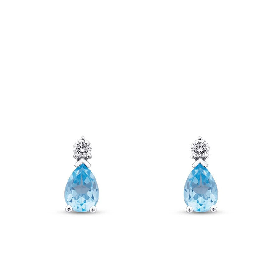 1.83 ct. Diamant Blauer Topas Ohrringe