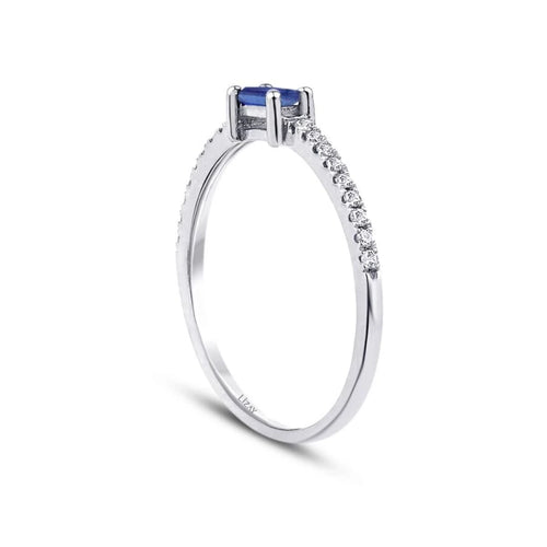 0.22 ct. Diamant Saphir Smaragd Schliff Ring