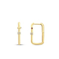 Gold Ovale Seitenstein Creolen Ohrringe
