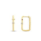 Gold Ovale Seitenstein Creolen Ohrringe