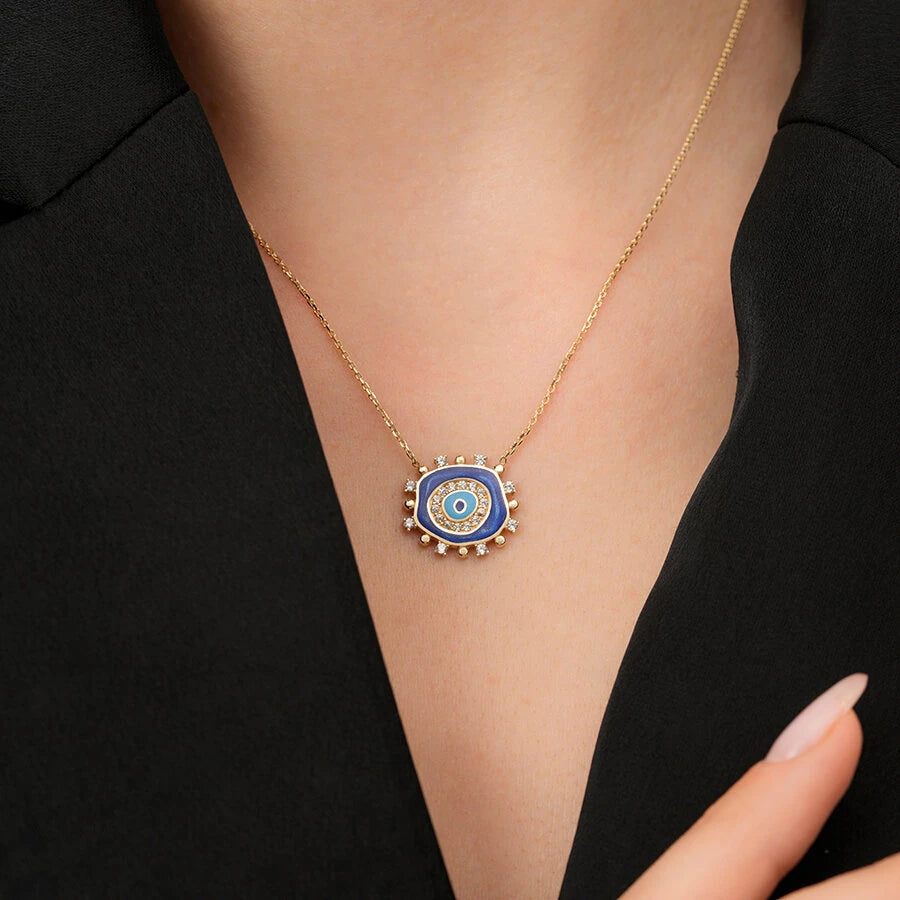 Gold Halskette mit blauem Auge Stein