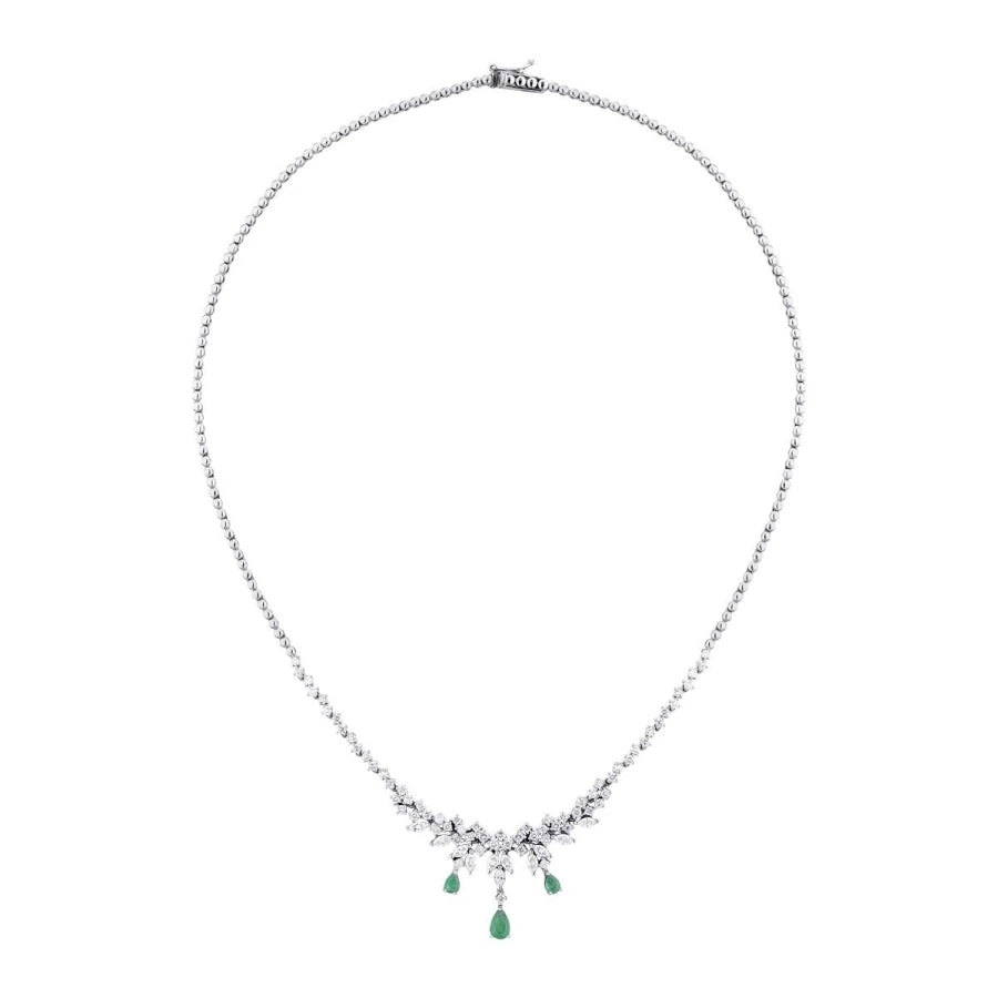 2.89 ct. Diamant Smaragd Halskette