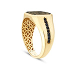 Gold Herren Ring mit schwarzem Stein und Symbolmotiv