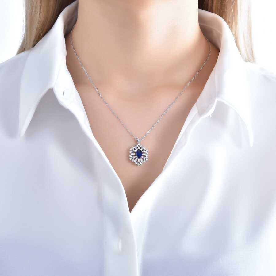 1.75 ct. Diamant Saphir Halskette
