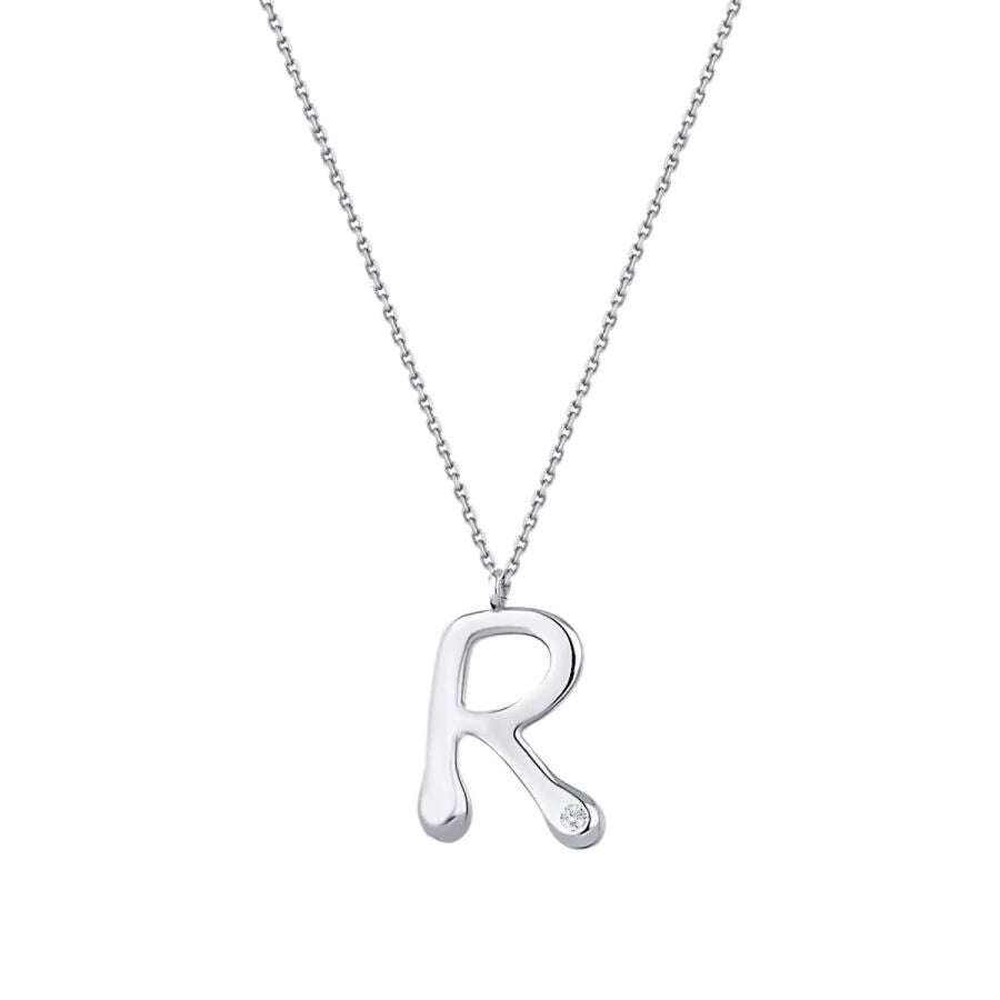 0.02 ct. Diamant R-Buchstabe Halskette