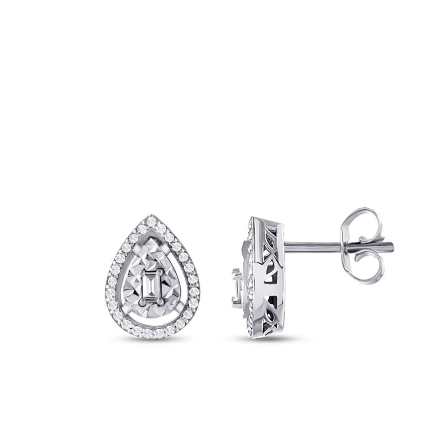 0.21 ct. Diamant Baguette Tropfen Ohrringe