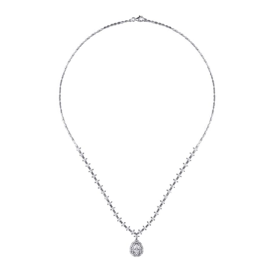 Gold Design-Halskette mit Reihensteinen