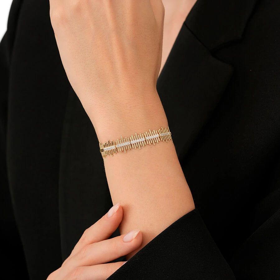 Gold Armband mit Stein im Zickzack-Design