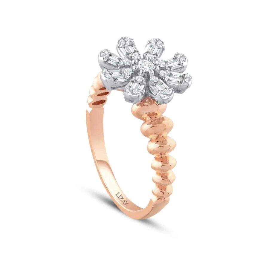0.31 ct. Diamant Baguette Blumen Ring