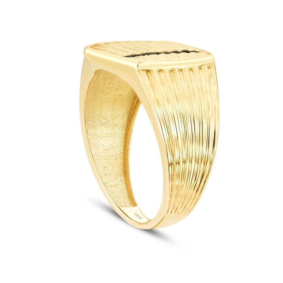 Gold Herren Ring mit schwarzem Stein