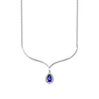 0.78 ct. Diamant Tropfen Saphir Halskette