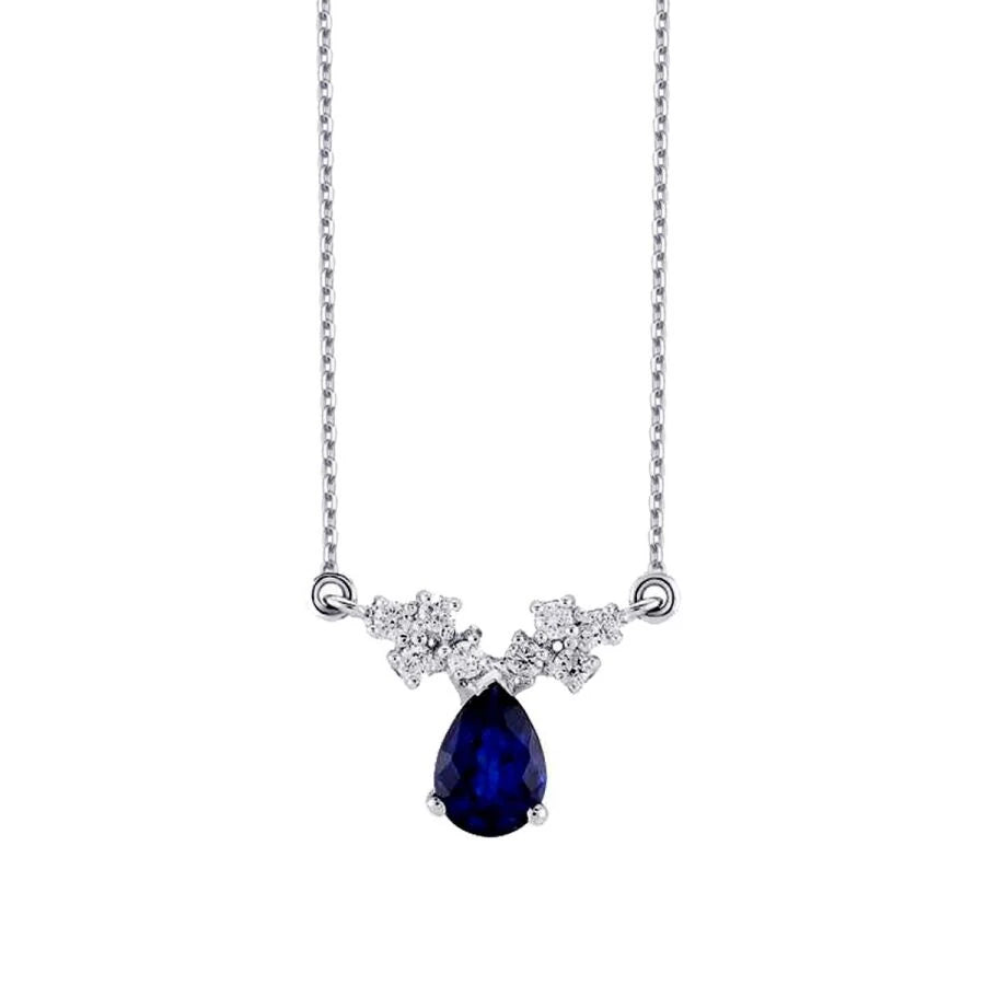 1.02 ct. Diamant Tropfen Saphir Halskette