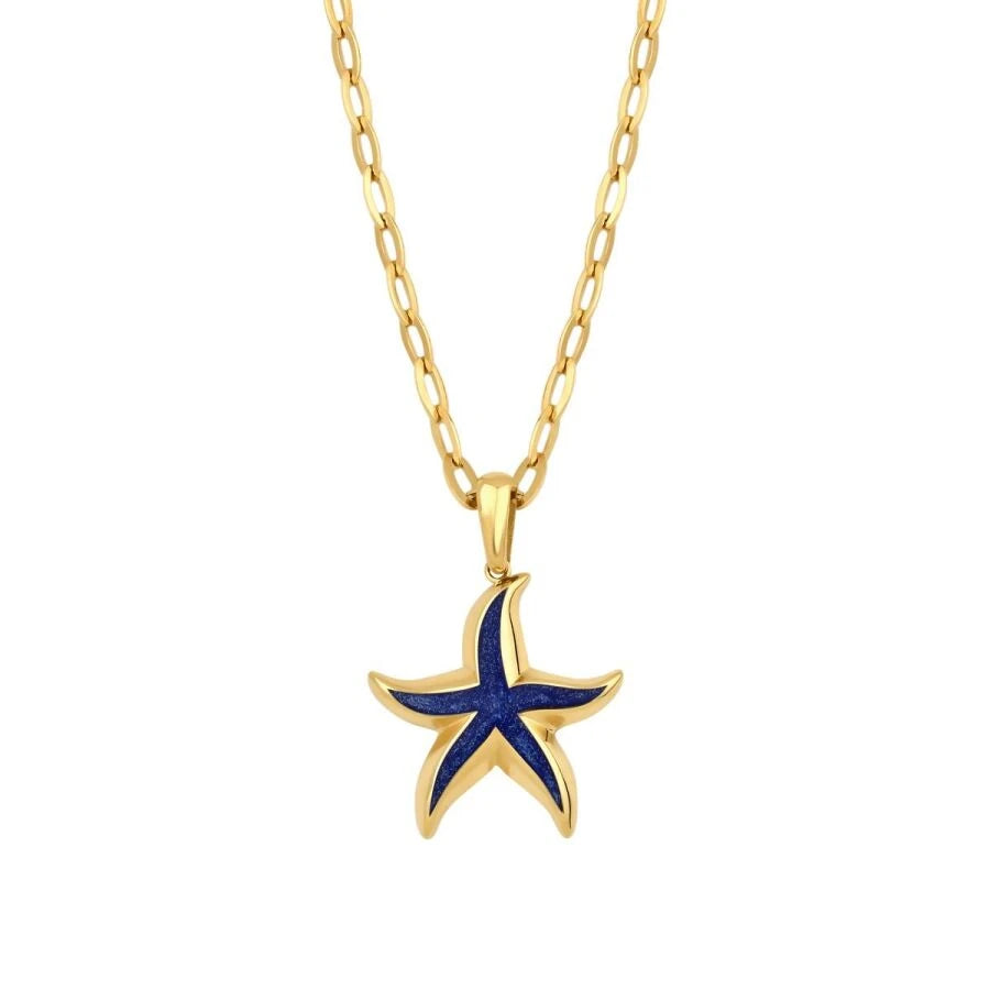 Gold Blaue Seestern Halskette