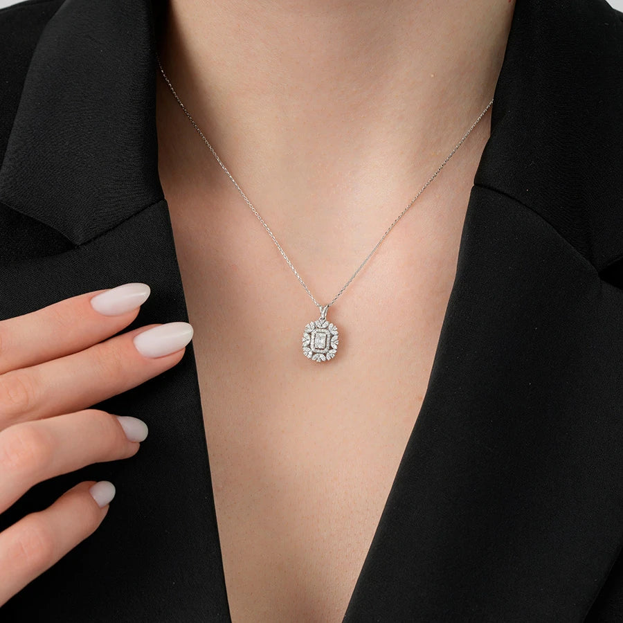 0.30 ct. Diamant Baguette Halskette