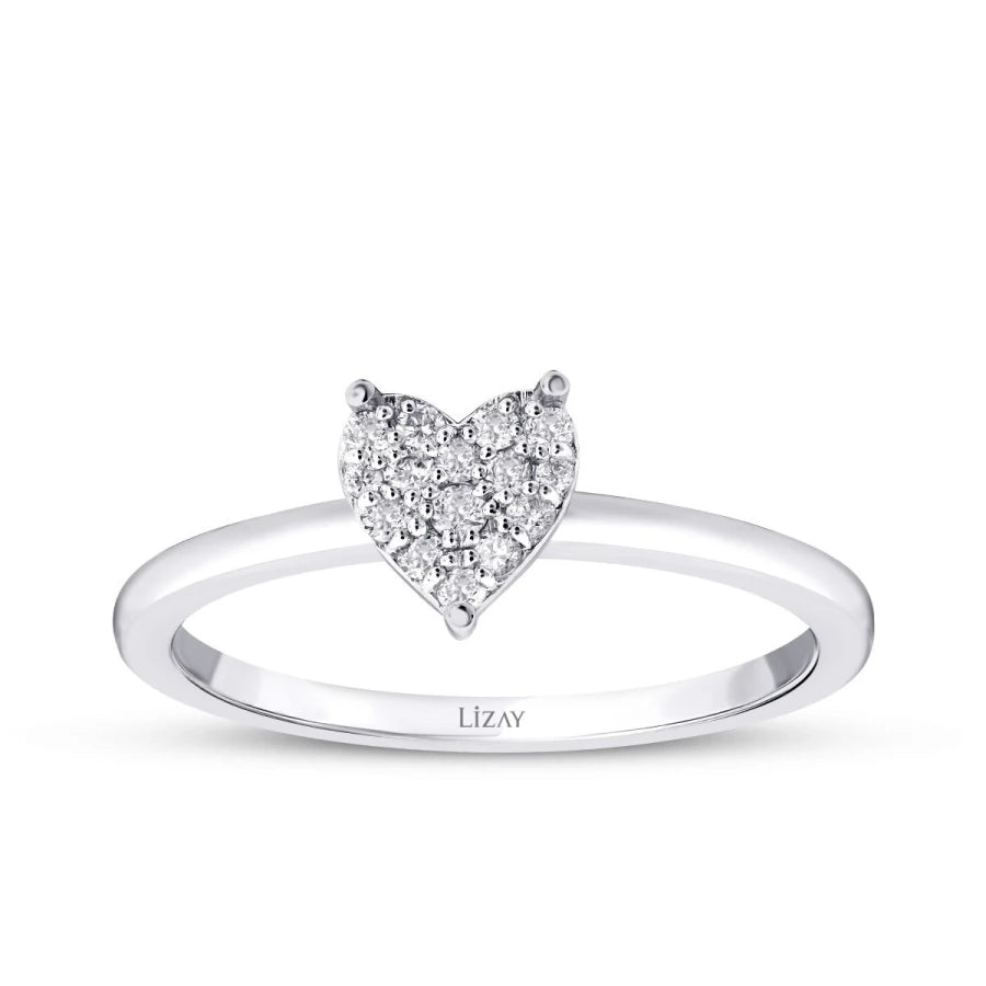 0.09 ct. Diamant Weißgold Herz Ring
