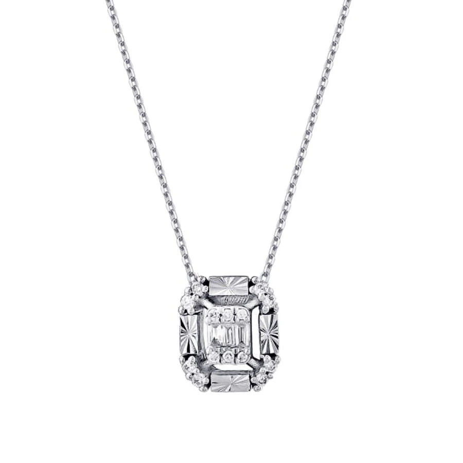0.09 ct. Diamant Effekt Baguette Halskette