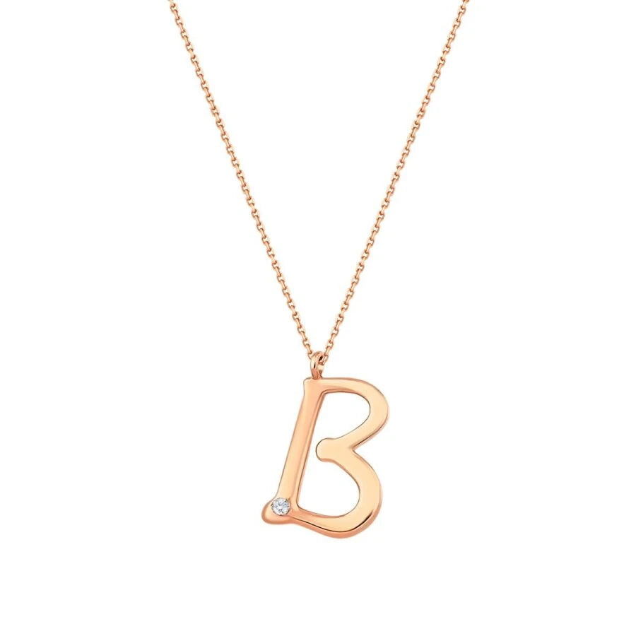 0.02 ct. Diamant B-Buchstabe Halskette