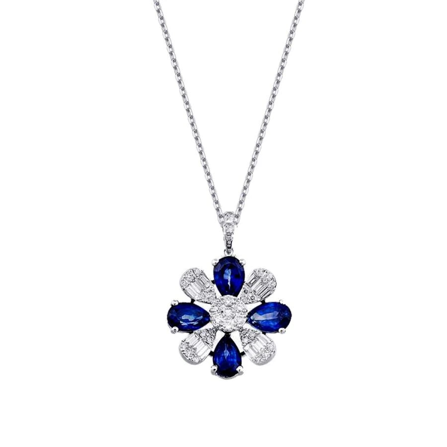 2.92 ct. Diamant Baguette Saphir Halskette