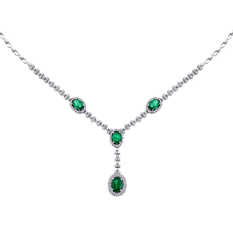 2.84 ct. Diamant Smaragd Halskette