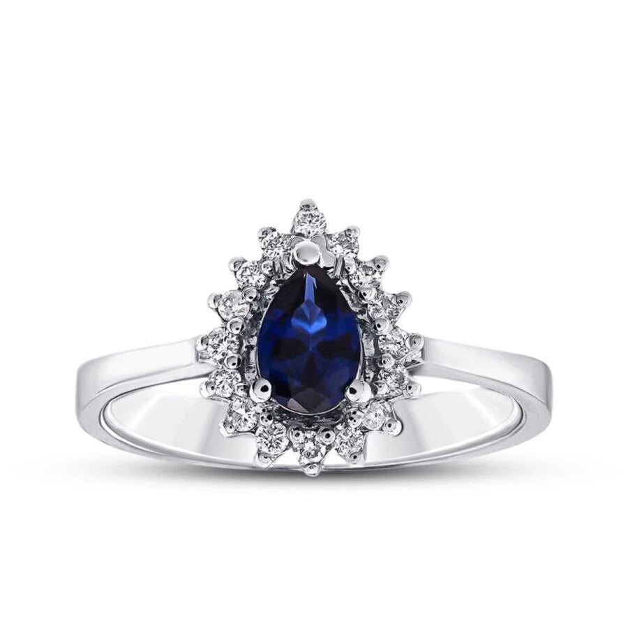 0.64 ct. Diamant Tropfen Saphir Ring