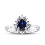 0.64 ct. Diamant Tropfen Saphir Ring