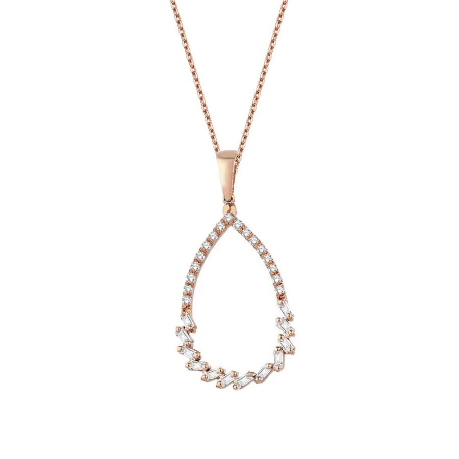 0.23 ct. Diamant Tropfen Baguette Halskette