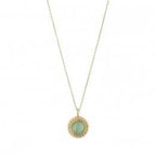 Gold Halskette mit grünem Edelstein